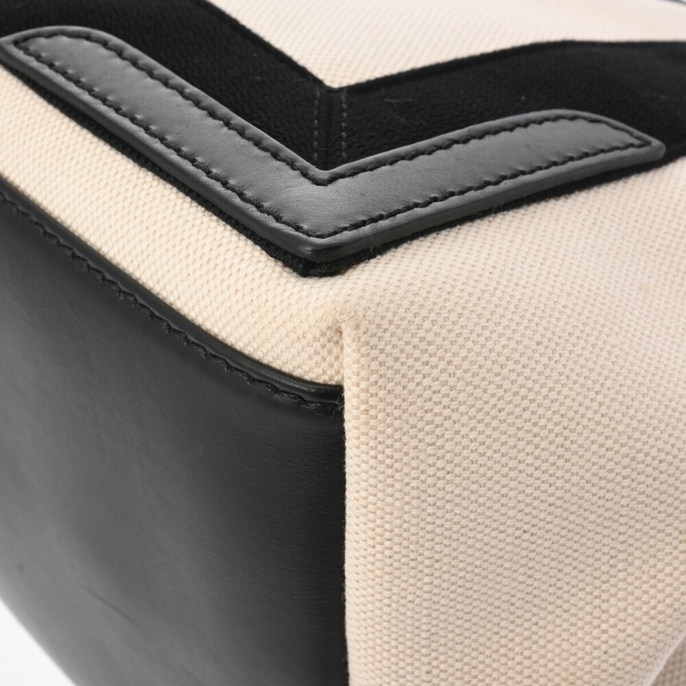 BALENCIAGA Cabas White Black Canvas Leather Handbag - Picture 7 of 11